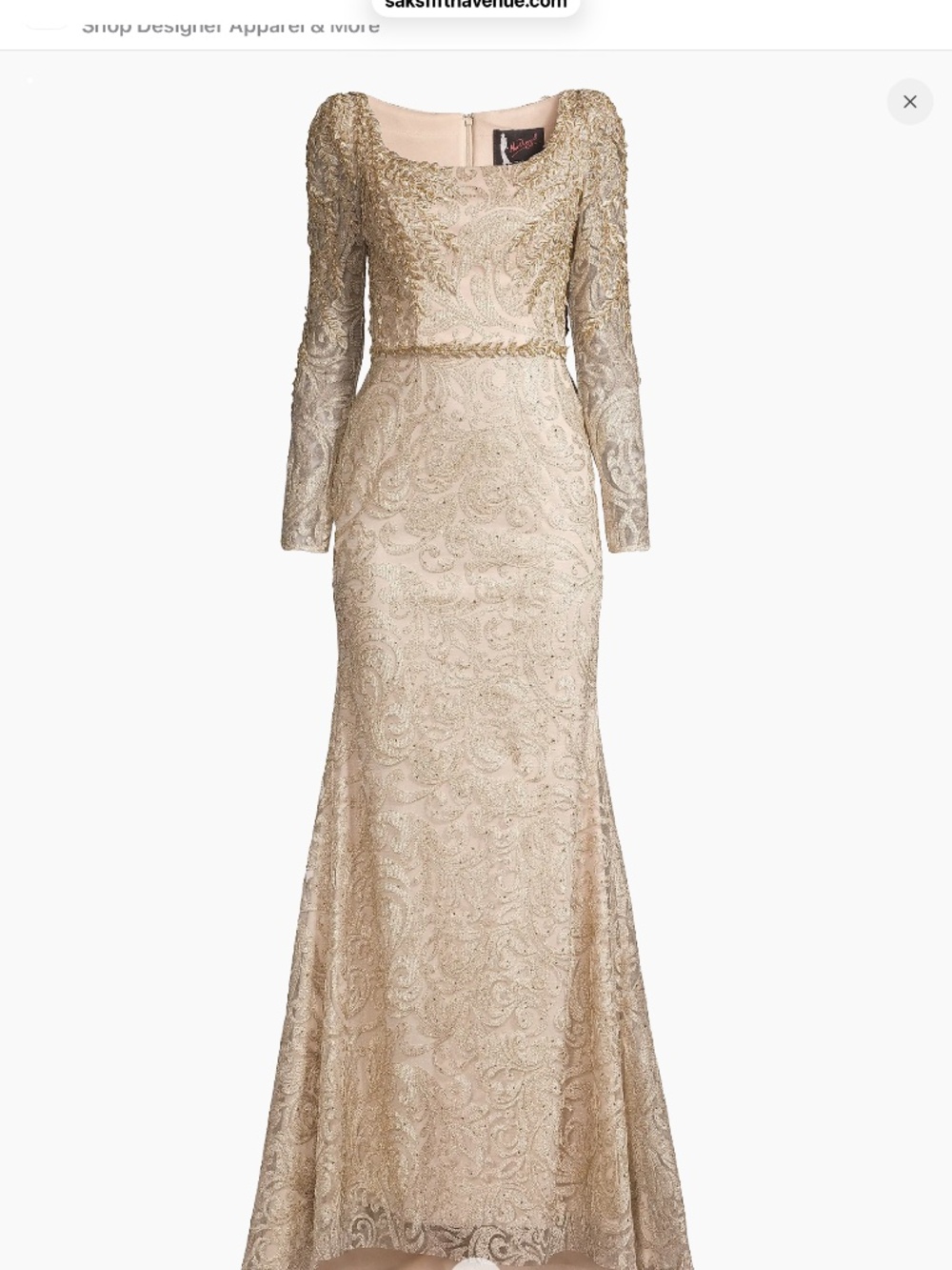 Mac Duggal  Beaded Lace A-Line Gown